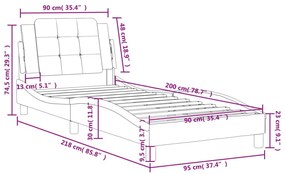 Πλαίσιο Κρεβατιού με Κεφαλάρι Γκρι 90x200 εκ. Συνθετικό Δέρμα - Γκρι