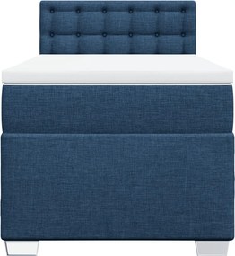 vidaXL Κρεβάτι Boxspring με Στρώμα Μπλε 90x190 εκ.Υφασμάτινο