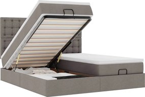 vidaXL Οθωμανικό κρεβάτι με στρώματα Taupe 160x200cm ύφασμα