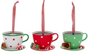 Σετ 3τμχ Χριστουγεννιάτικο Κρεμαστό Στολίδι Κούπες Πλαστικές Πολύχρωμες 11x9x6,5εκ. iliadis 90808