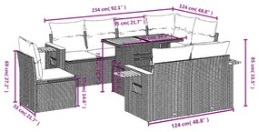 vidaXL Σαλόνι Κήπου Σετ 9 Τεμαχίων Μαύρο από Συνθ. Ρατάν με Μαξιλάρια