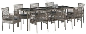 vidaXL Σέτ φαγητού για κήπο 9 pcs Γκρι Πολυ ράταν