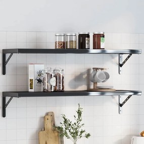 vidaXL Στηρίγματα Ραφιών 4 Τεμ. Ασημί 30x2,5x15,5 Ανοξείδωτο Μαύρο