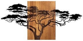 Διακοσμητικό τοίχου Efren pakoworld ξύλο πεύκου σε φυσική απόχρωση με μαύρο μέταλλο 144x3x70εκ