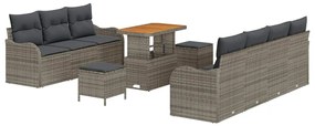 vidaXL Σετ Καναπέ Κήπου Ρυθμιζόμενο ύψος 10 pcs Γκρι συνθετικό ρατάν