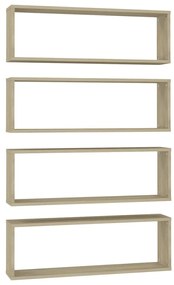 vidaXL Ράφια Κύβοι Τοίχου 4 τεμ. Sonoma Δρυς 80x15x26,5εκ. Επεξ. Ξύλο