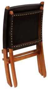 vidaXL Καρέκλα Πτυσσόμενη Μαύρη από Γνήσιο Δέρμα