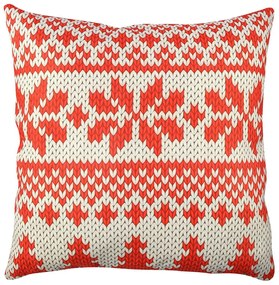 Μαξιλάρι Διακοσμητικό (Με Γέμιση) 420GRC0122 White-Red Aberto Design 43X43 Polyester,Βαμβάκι