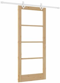 vidaXL Συρόμενη Πόρτα Χειροκίνητος Καφέ 86 x 198.5 cm Ξύλο και μέταλλο