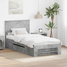 vidaXL Σκελετός Κρεβατιού με κεφαλάρι Σκυρόδεμα Γκρι 90 x 200 cm