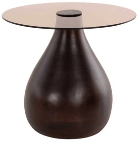 ΒΟΗΘΗΤΙΚΑ ΤΡΑΠΕΖΑΚΙΑ 2ΤΜΧ CHANG HM9668 ΞΥΛΟ MANGO-ΓΥΑΛΙ TOP Φ55x49,5Υ &amp; Φ40x36,5Υεκ.
