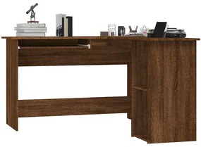 vidaXL Γραφείο Γωνιακό Καφέ Δρυς 120 x 140 x 75 εκ. Επεξεργασμένο Ξύλο