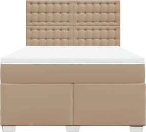vidaXL Κρεβάτι Boxspring με Στρώμα Καπουτσίνο 160x200εκ.από Συνθ.Δέρμα