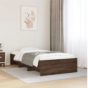 vidaXL Πλαίσιο Κρεβ. Χωρ. Στρώμα Καφέ Δρυς 90 x 190 εκ. Επεξ. Ξύλο
