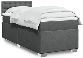 vidaXL Κρεβάτι Boxspring με Στρώμα Σκούρο Γκρι 90x190 εκ. Υφασμάτινο