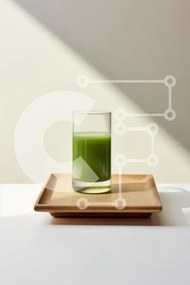 Intra Συλλεκτικό Ξύλινο Παζλ Plywood  4mm - Πράσινος χυμός σε ξύλινο δίσκο Σε Ξύλινο Κουτί - Διαστάσεις: 10x10 cm – 25 κομμάτια