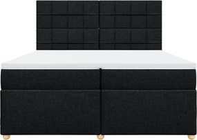 vidaXL Κρεβάτι Boxspring με Στρώμα Μαύρο 200x200 εκ. Υφασμάτινο