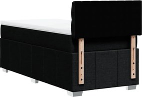 vidaXL Κρεβάτι Boxspring με Στρώμα Μαύρο 90x190 εκ.Υφασμάτινο