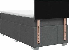 vidaXL Κρεβάτι Box Spring με Στρώμα και LED Σκούρο Γκρι 90 x 190 cm