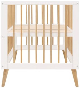 Βρεφικό Κρεβάτι Jort 70x140cm από μασίφ Οξιά White + Natural  ToiToiKids