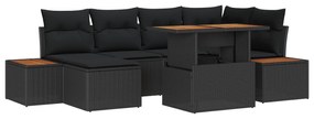 Σετ Καναπέ Κήπου με αποθήκευση 7 pcs Μαύρο Πολυ ράταν