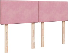 vidaXL Κρεβάτι Boxspring με Στρώμα Ροζ 140x190 εκ. Βελούδινο