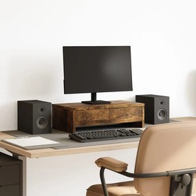 VidaXL Βάση Οθόνης με Συρτάρια Καπνιστή Δρυς 50x27x15 εκ Επεξεργ. Ξύλο