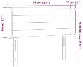 vidaXL Κεφαλάρι Κρεβατιού LED Σκούρο Μπλε 83x16x78/88 εκ. Βελούδινο