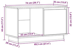 Έπιπλο Τηλεόρασης Μελί 74 x 35 x 44 εκ. από Μασίφ Ξύλο Πεύκου - Καφέ