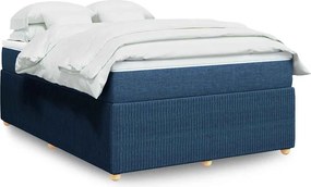 vidaXL Κρεβάτι Boxspring με Στρώμα Μπλε 160x200 εκ. Υφασμάτινο