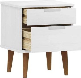vidaXL Κομοδίνο MOLDE Λευκό 40 x 35 x 48 εκ. από Μασίφ Ξύλο Πεύκου
