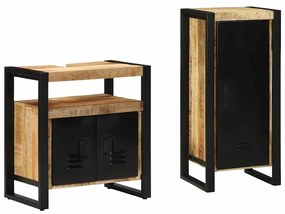 vidaXL Σετ Επίπλων Μπάνιου 2 pcs Καφέ και Μαύρο Στερεό ξύλο μάνγκο