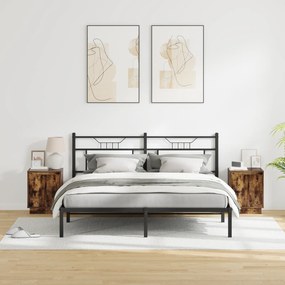 vidaXL Κομοδίνα με LED Φωτισμό 2 τμχ Καπνιστή Δρυς 39x34,5x50 εκ