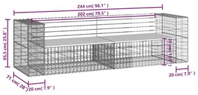 Παγκάκι Κήπου Συρματοκιβώτιο 244x71x65,5εκ. Μασίφ Ξύλο Πεύκου - Καφέ