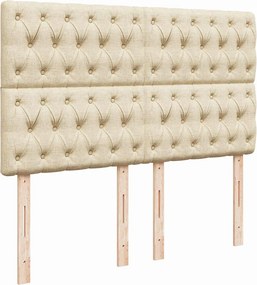 vidaXL Κρεβάτι Boxspring με Στρώμα Κρεμ 140x200 εκ. Υφασμάτινο
