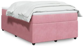 vidaXL Κρεβάτι Boxspring με Στρώμα Ροζ 120x190 εκ. Βελούδινο