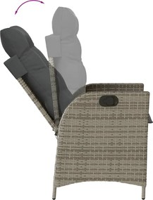 vidaXL Σετ Τραπεζαρίας Κήπου 9 τεμ. Γκρι Συνθ. Ρατάν με Μαξιλάρια