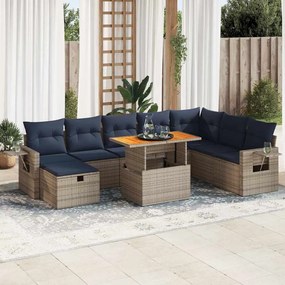vidaXL 9 τεμαχίων σετ καναπέδες κήπου με μαξιλάρια Γκρι Ακακία