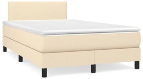 vidaXL Κρεβάτι Boxspring με Στρώμα Κρεμ 120x200 εκ. Υφασμάτινο