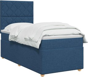 vidaXL Κρεβάτι box spring με στρώμα Μπλε 80 x 200 cm Ύφασμα