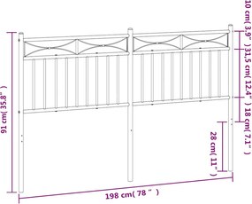 vidaXL Ανταλλακτικό κεφαλάρι Λευκό 193 εκ. Μεταλλικό