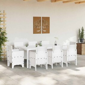 vidaXL Σέτ φαγητού για κήπο 9 pcs Λευκό Πολυπροπυλένιο