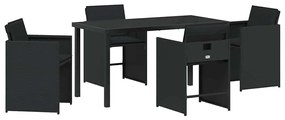 vidaXL Σέτ φαγητού για κήπο με μαξιλάρι 5 pcs Μαύρο Πολυ ράταν