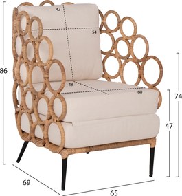 ΠΟΛΥΘΡΟΝΑ RINGER HM9341 ΑΠΟ RATTAN-ΜΕΤΑΛΛΟ ΦΥΣΙΚΟ ΧΡΩΜΑ 65x69x86Y εκ.