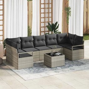 vidaXL Σετ Καναπέ Κήπου με μαξιλάρι 8 pcs Ανοιχτό γκρι 55 x 55 x 37 εκ