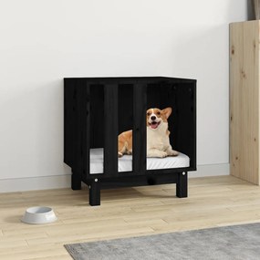 Σπιτάκι Σκύλου Μαύρο 50 x 40 x 52 εκ. από Μασίφ Ξύλο Πεύκου - Μαύρο