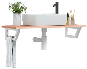 vidaXL Ράφι Νιπτήρα Τοίχου από Ατσάλι / Μασίφ Ξύλο Δρυός