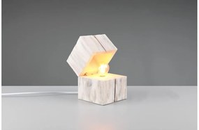 Επιτραπέζιο Φωτιστικό 1xE14 LED 2W Φυσικό Ξύλο Κύβος Treasure Trio Lighting-514110101-Λευκό 514110101