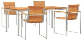 vidaXL Σέτ φαγητού για κήπο 5 pcs Καφέ Στερεό Ξύλο Ακακίας