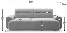 Kαναπές τριθέσιος Harmonious μπουκλέ μπεζ 223x42x114εκ 223.5x92x81 εκ.